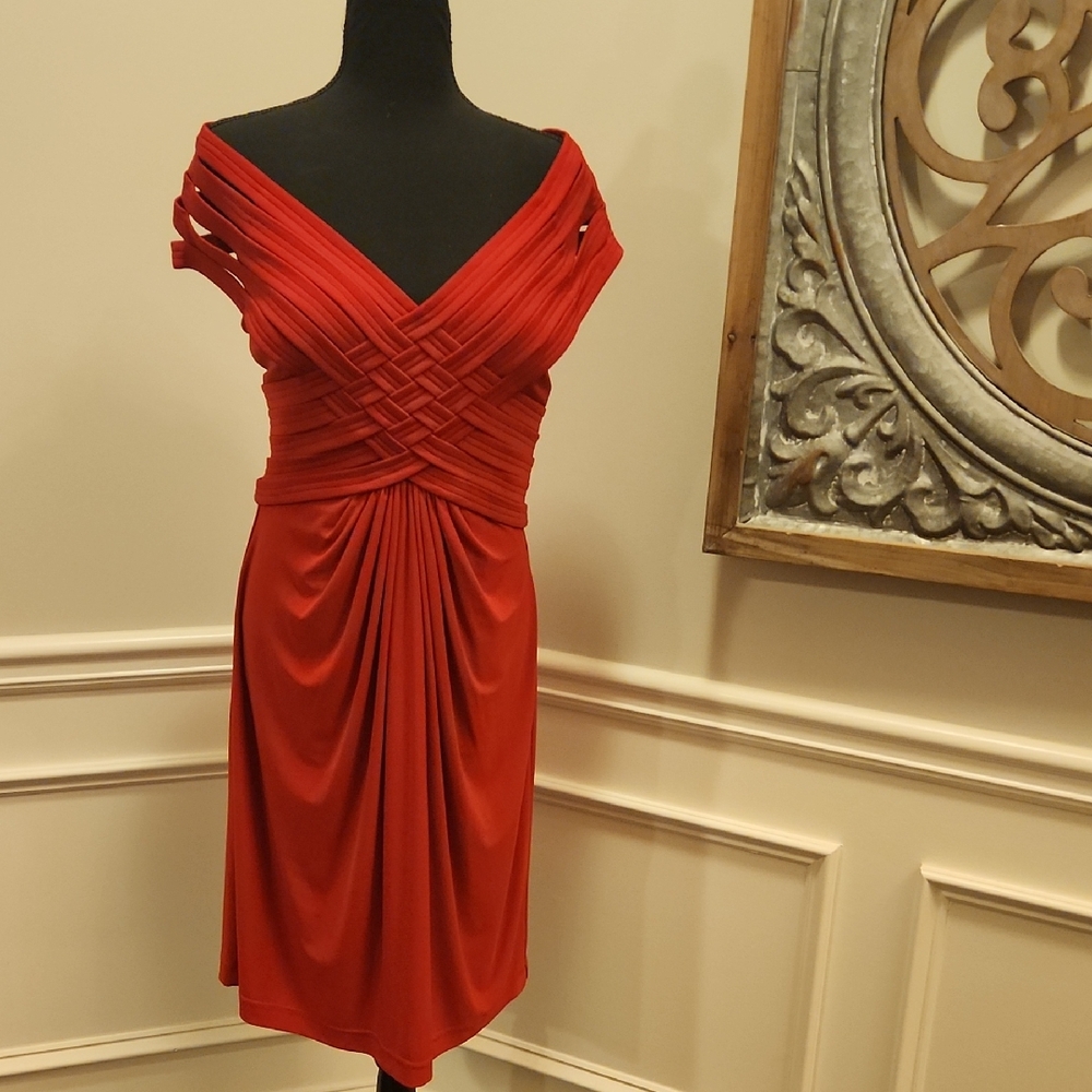 Andre Oliver Red Crisscross Midi Dress